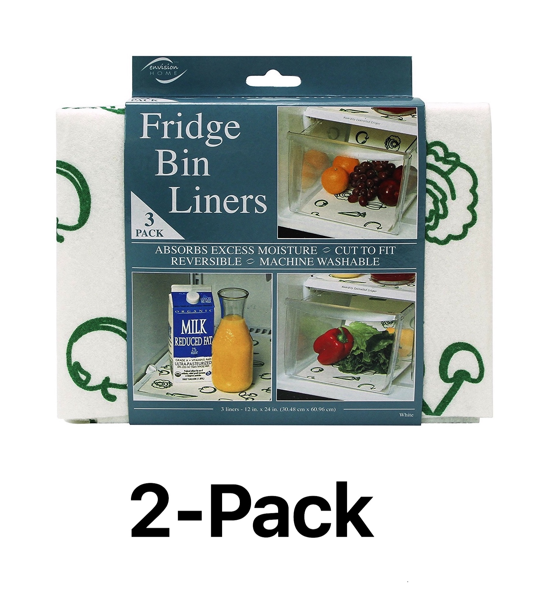 Fox Run Home Cut To Fit Reversible 12"x24" Fridge Bin Liners, 3 Count